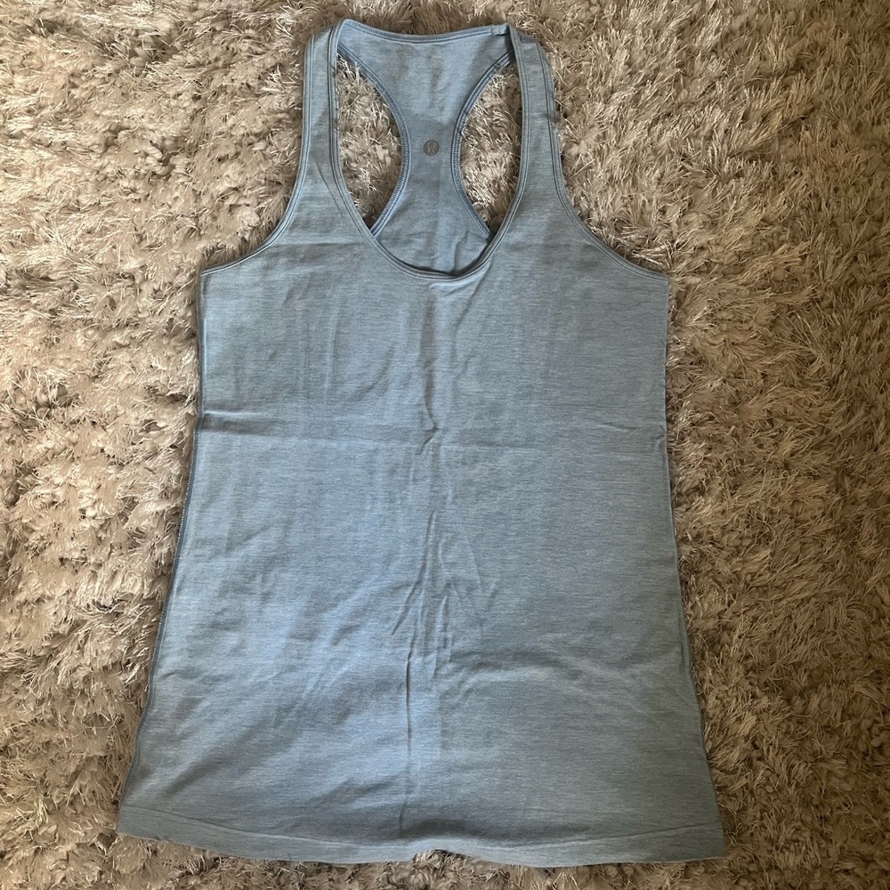 Feathered Light Blue Lululemon Racerback Tank (4)